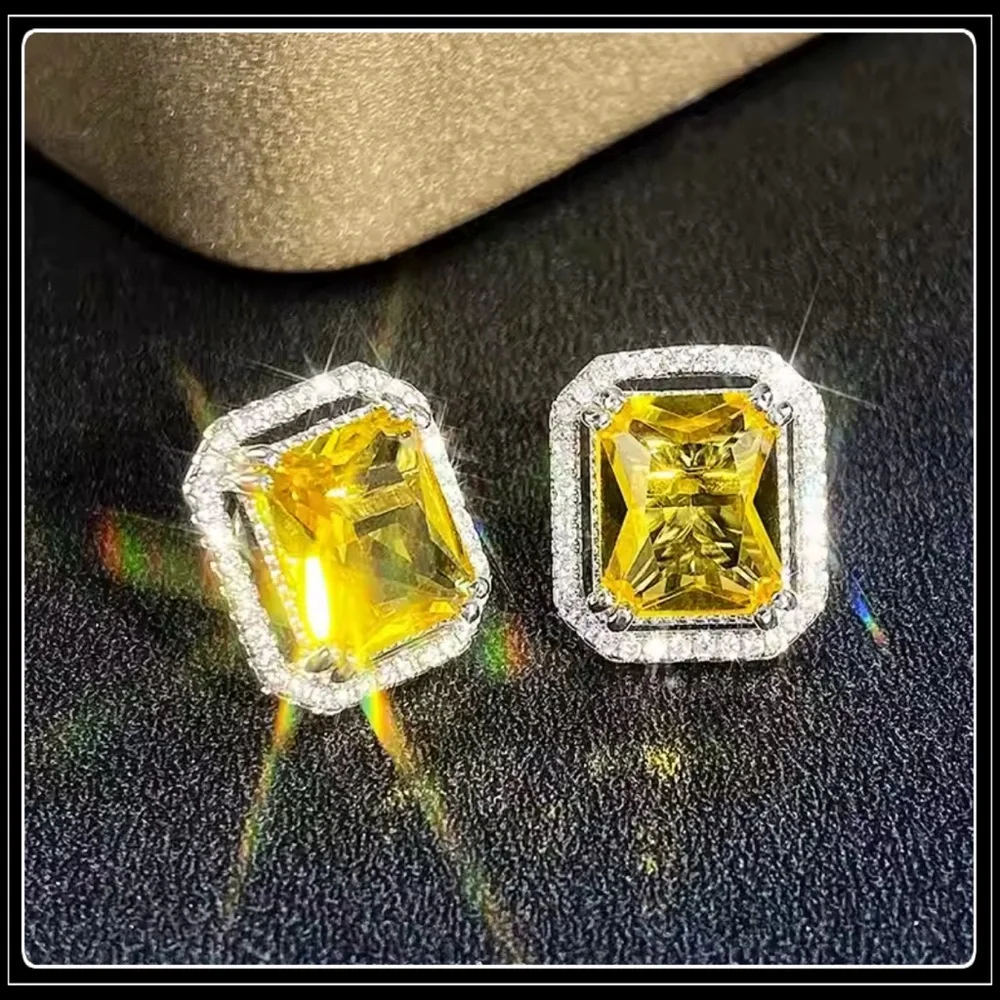 Clearance! NEW CITRINE PRISM YELLOW SAPPHIRE DIAMOND EARRINGS
